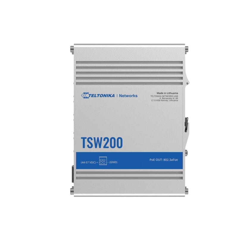 Teltonika Networks: TSW200 Industrial PoE+ Switch - Front straight on